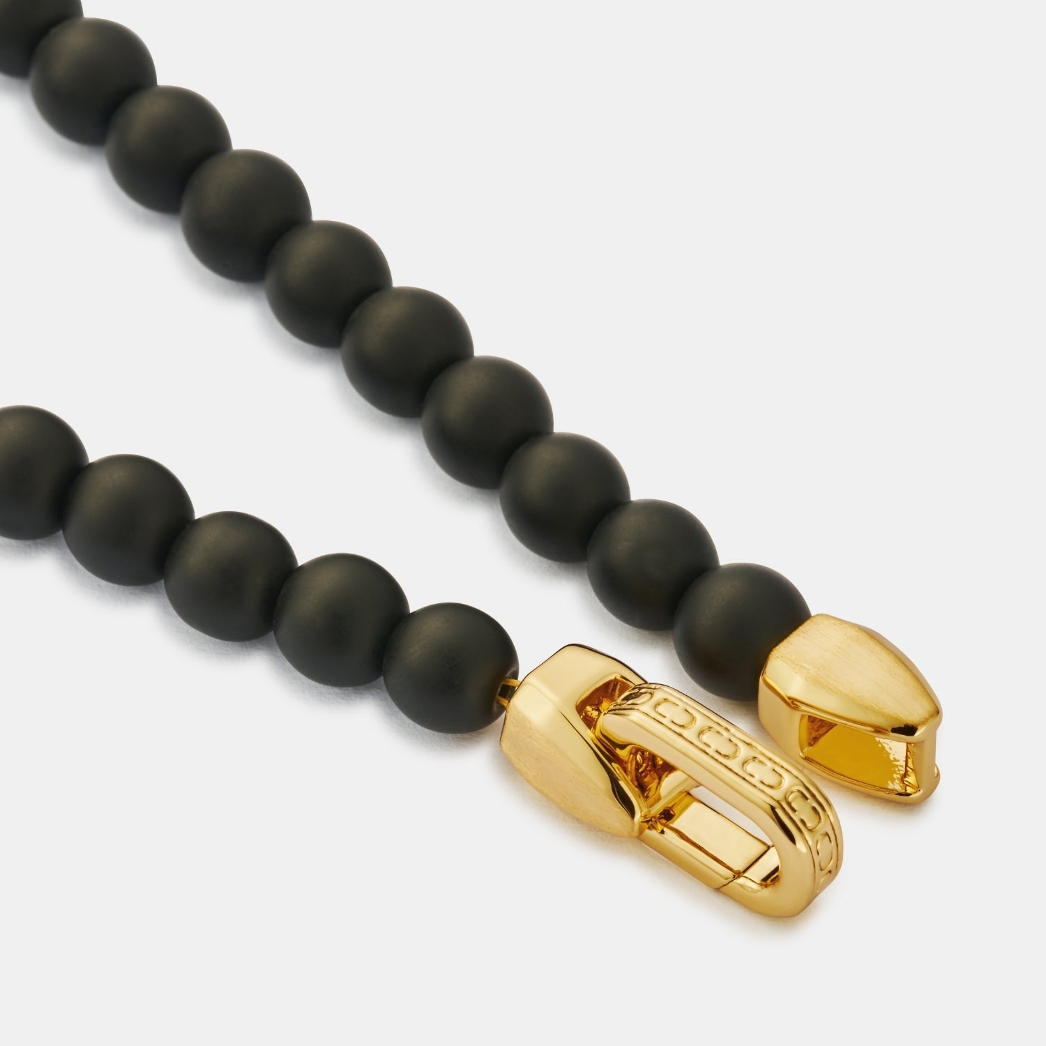 Onyx Bead Lock Bracelet (Gold)