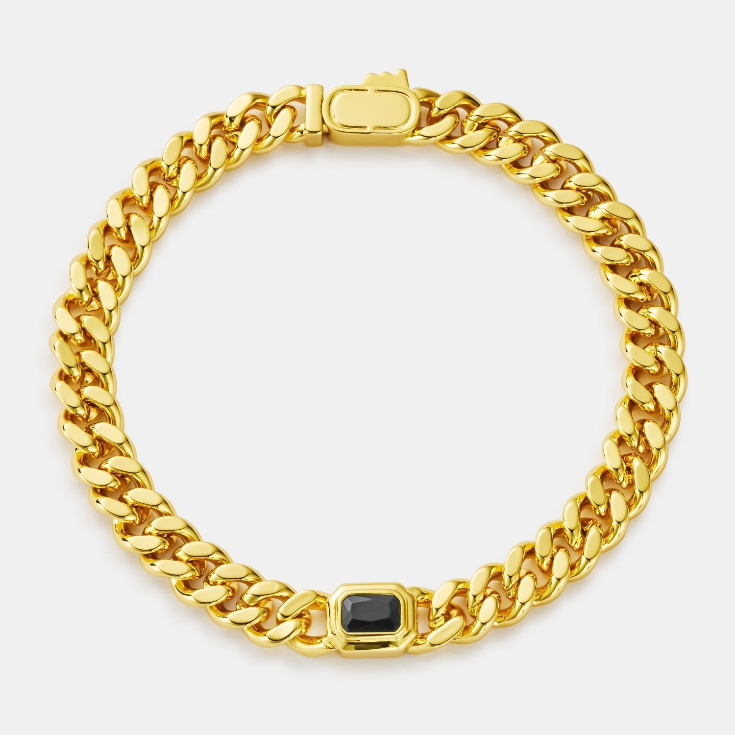 Onyx Cuban Bracelet (Gold) 6mm