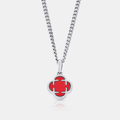 Light Red Clover Stone Pendant (Silver)