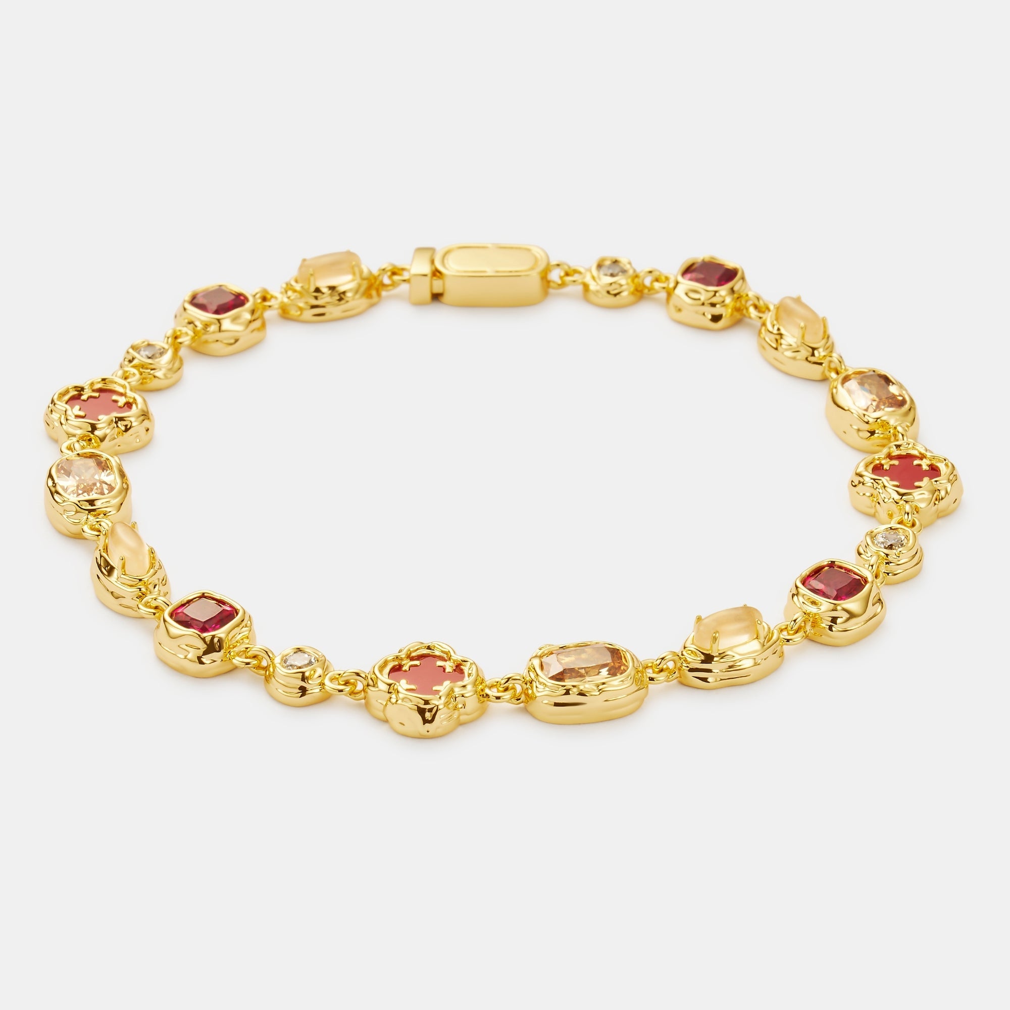 Melted Ruby Gemstone Bracelet (Gold)