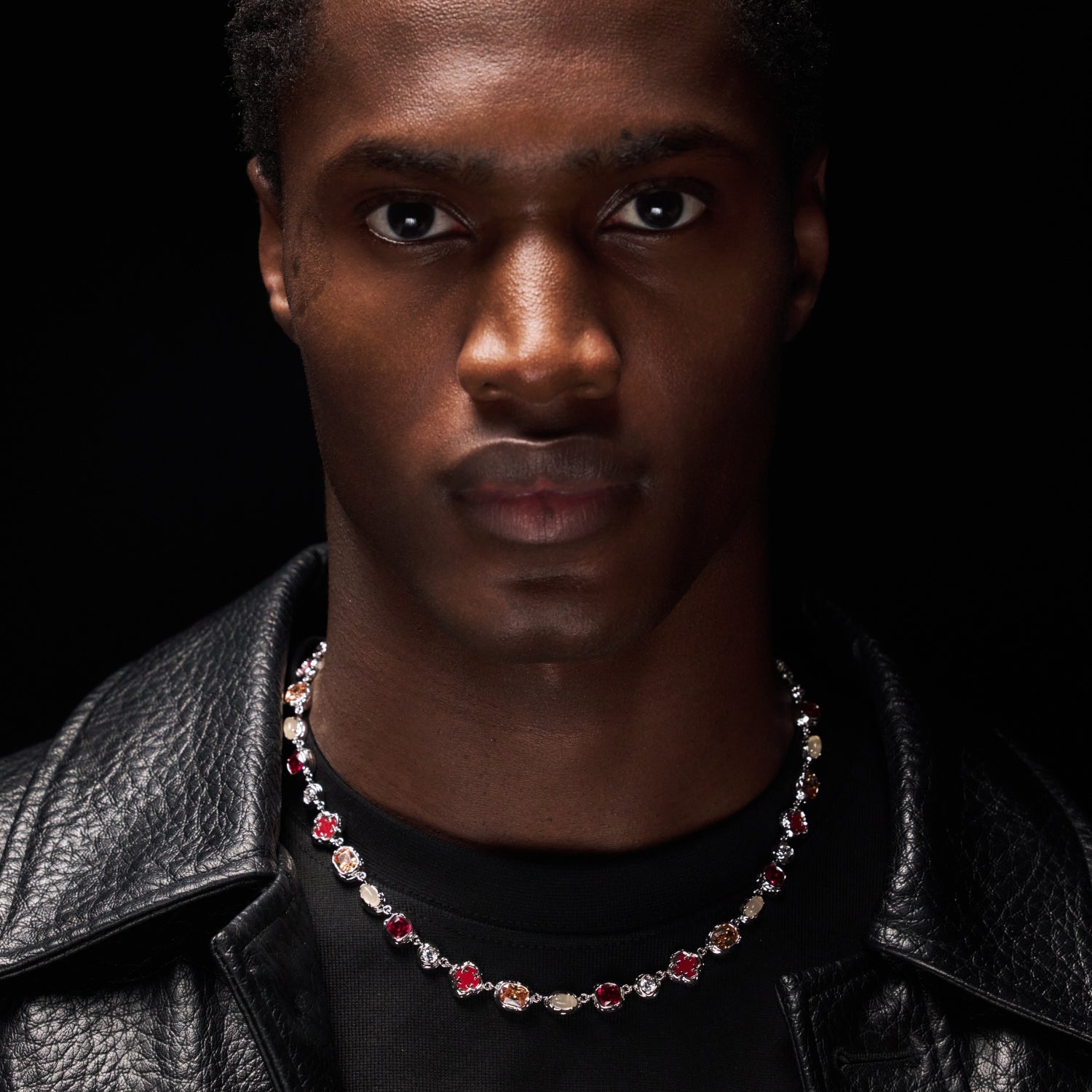 Melted Ruby Gemstone Necklace (Silver)