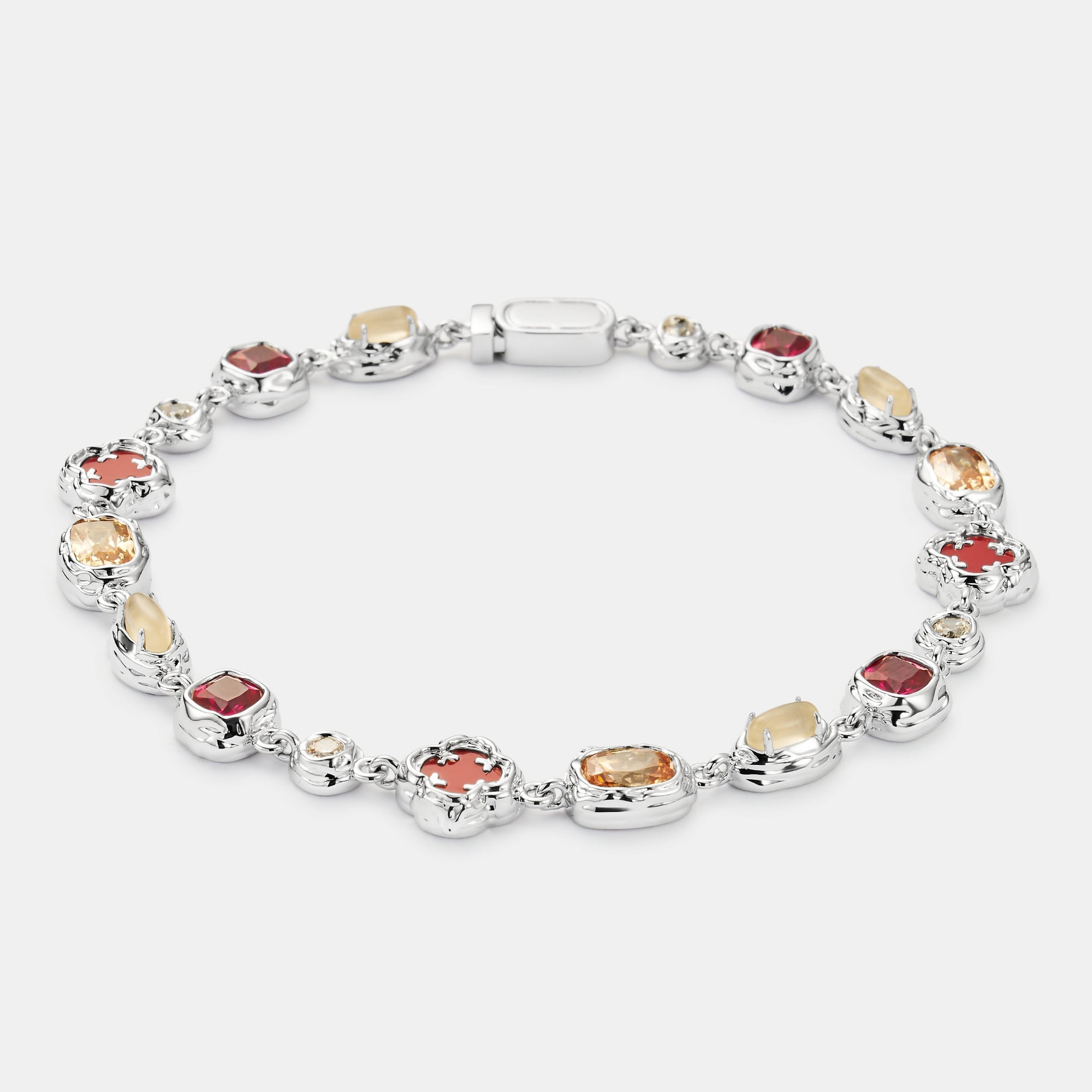 Melted Ruby Gemstone Bracelet (Silver)