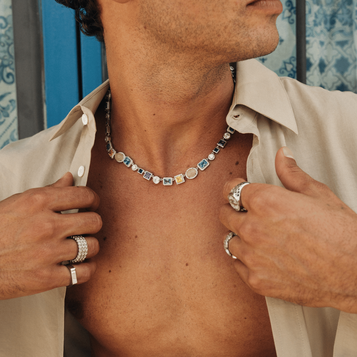 Sapphire Gemstone Necklace (Silver)