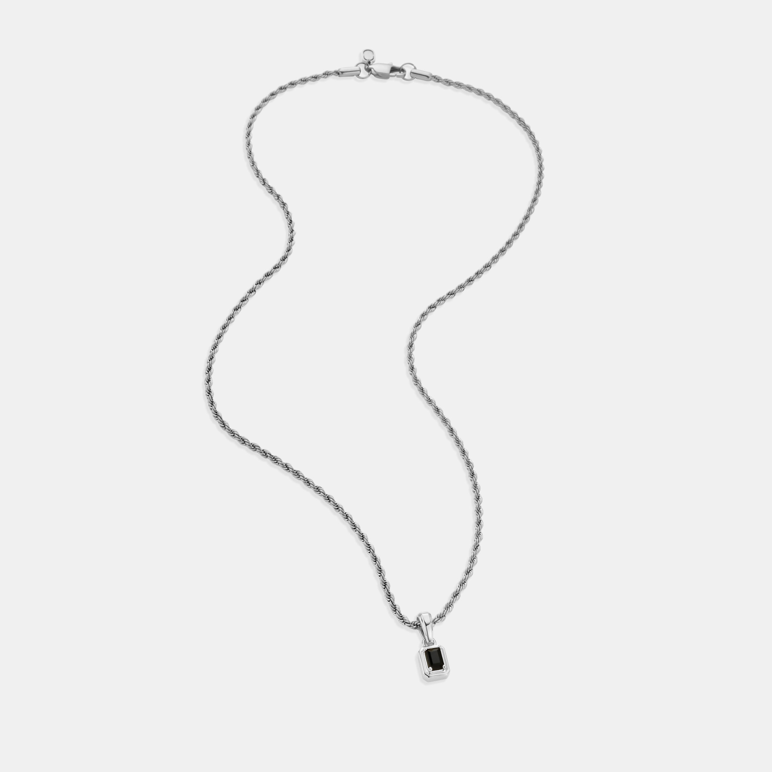 Mini Onyx Stone Rectangle (Silver)