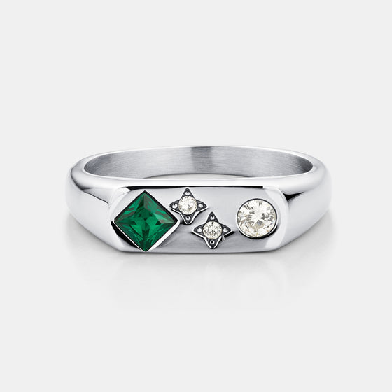 Vintage-Siegelring mit Stein (Silber)