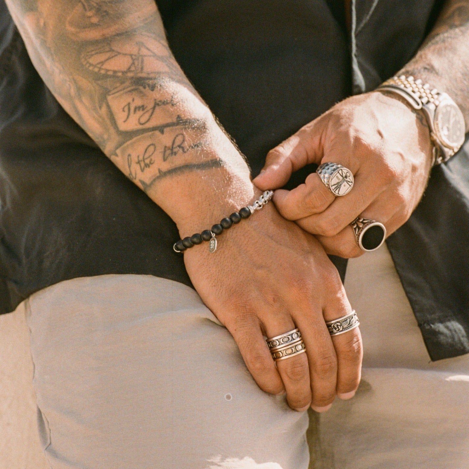 Chained Bead Bracelet (Silver)