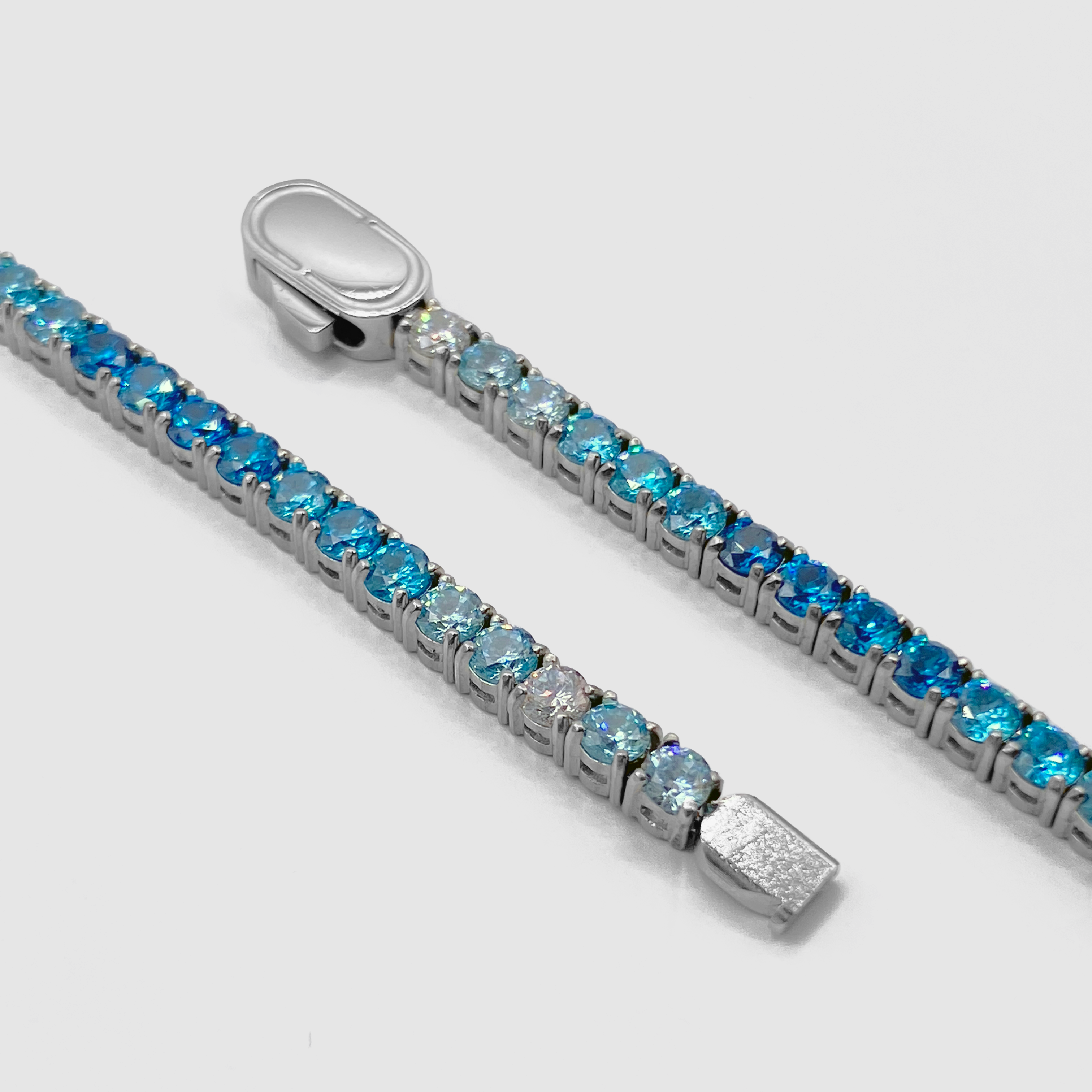 Chaine Tennis Bleue (Argent) 3mm