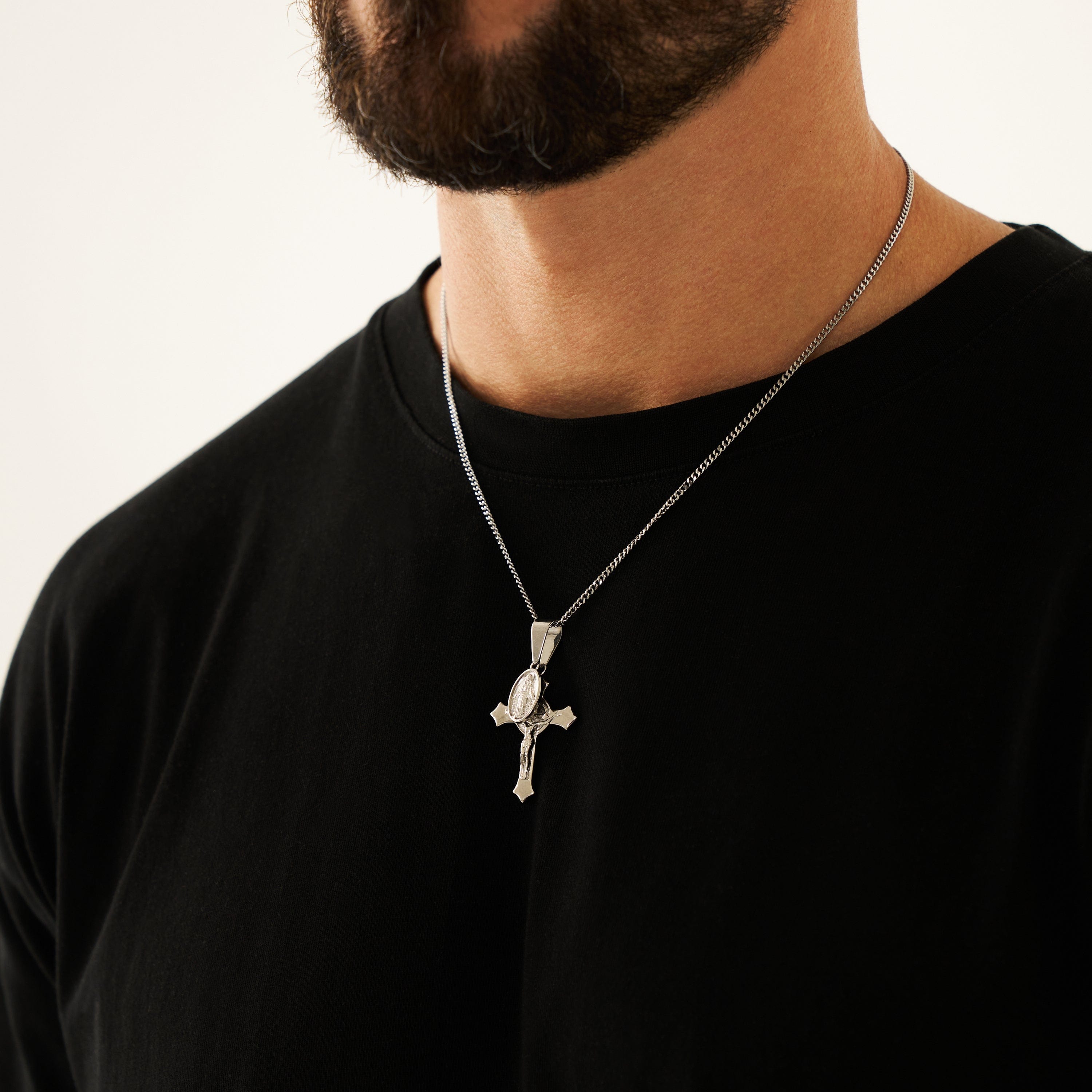 Pendentif Croix Jésus et Marie (Argent)