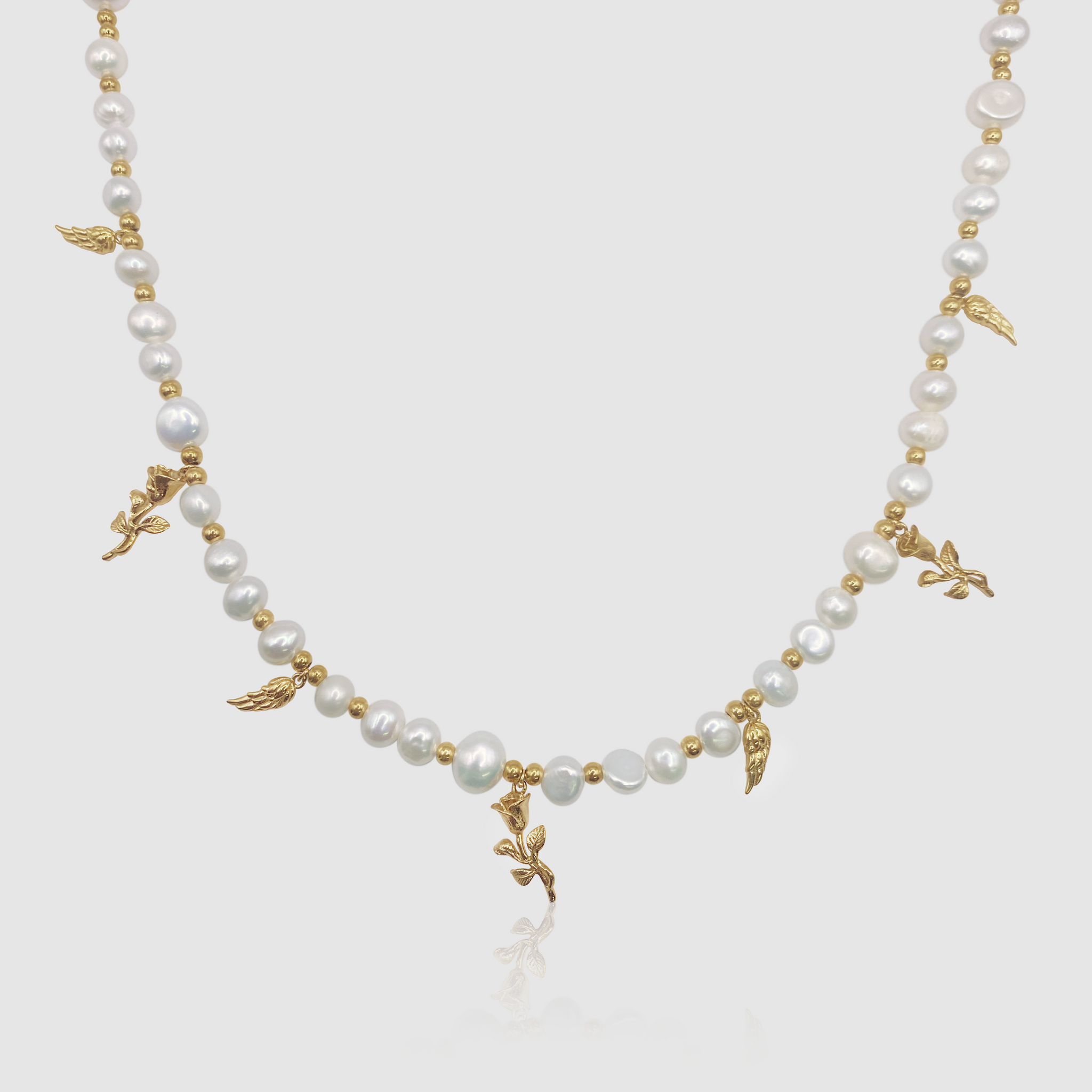 Men's Pendant Necklace With Real Pearls (Gold) | CRAFTD London