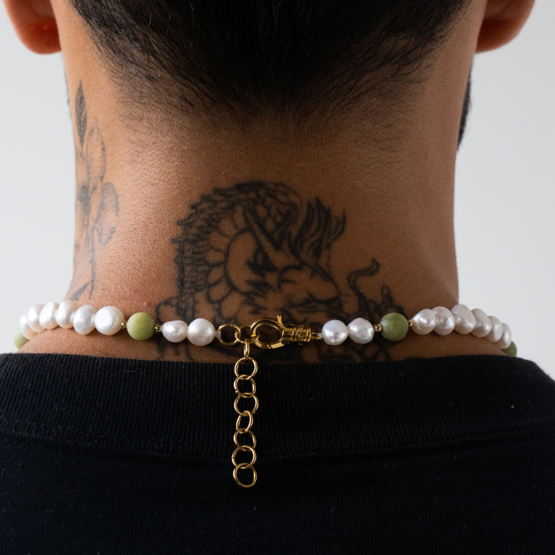 Vert forêt - Collier de perles véritables