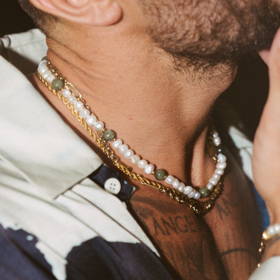 Vert forêt - Collier de perles véritables