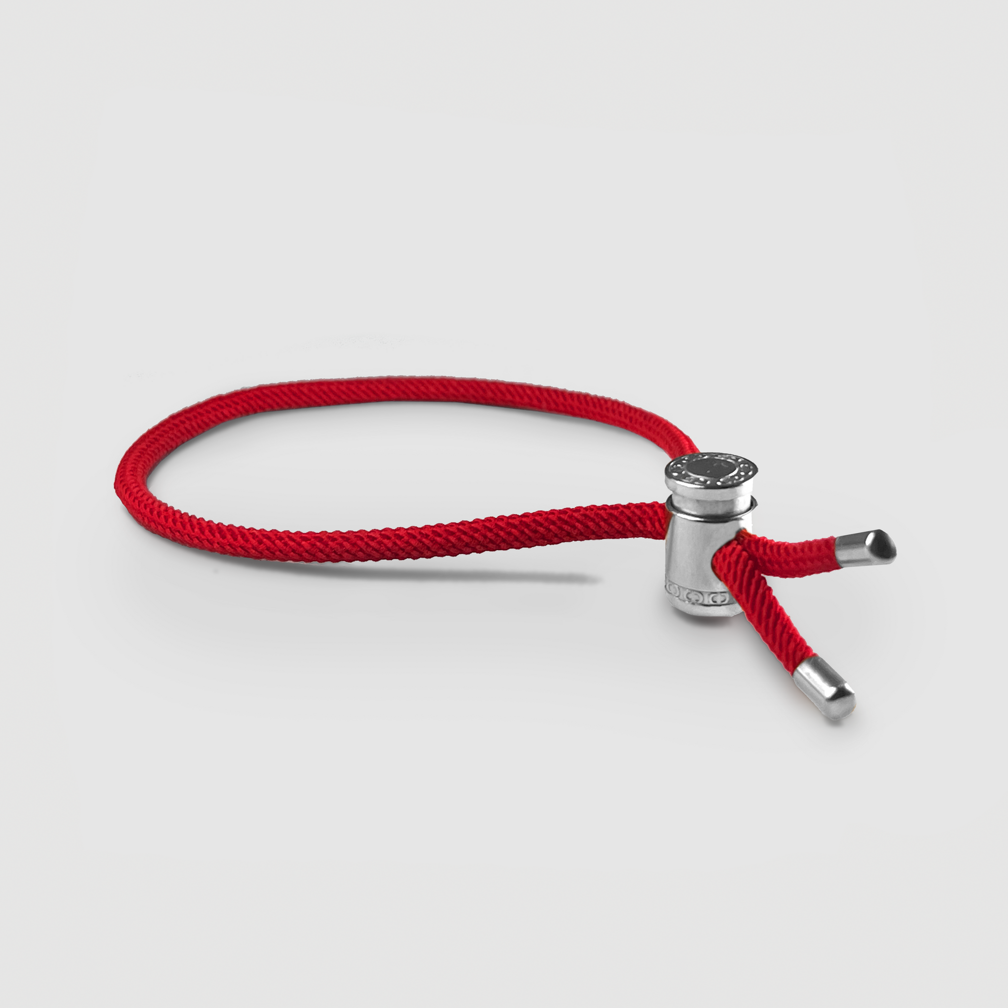 Red Cord String Toggle Bracelet for Men (Silver)