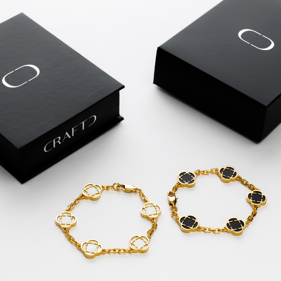Kleeblatt-Armband-Geschenkset (Gold)