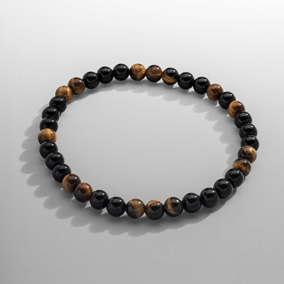 Bracciale con Perle di Occhio di Tigre e Ossidiana