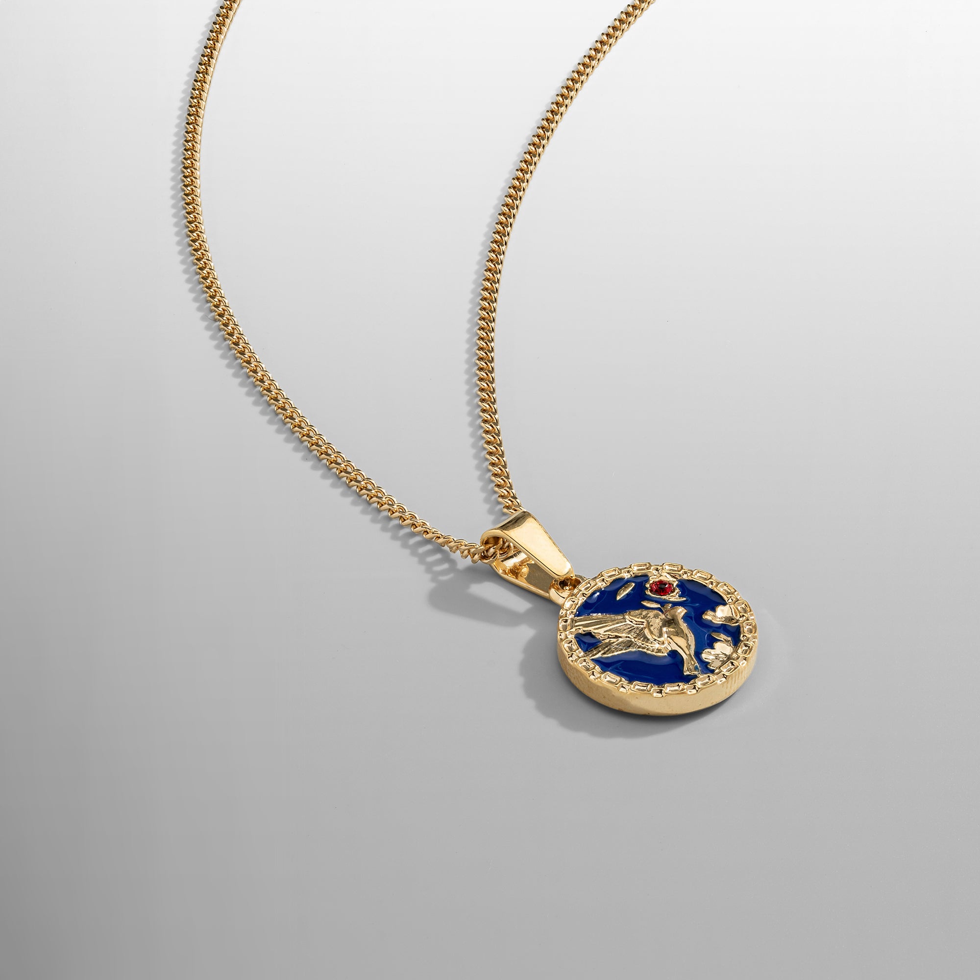Enamel Swallow Men's Pendant Necklace (Gold)
