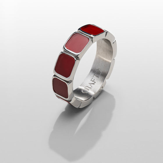 Anillo de Banda de Piedra Roja (Plata)