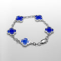 Blue Clover Stone Bracelet (Silver)