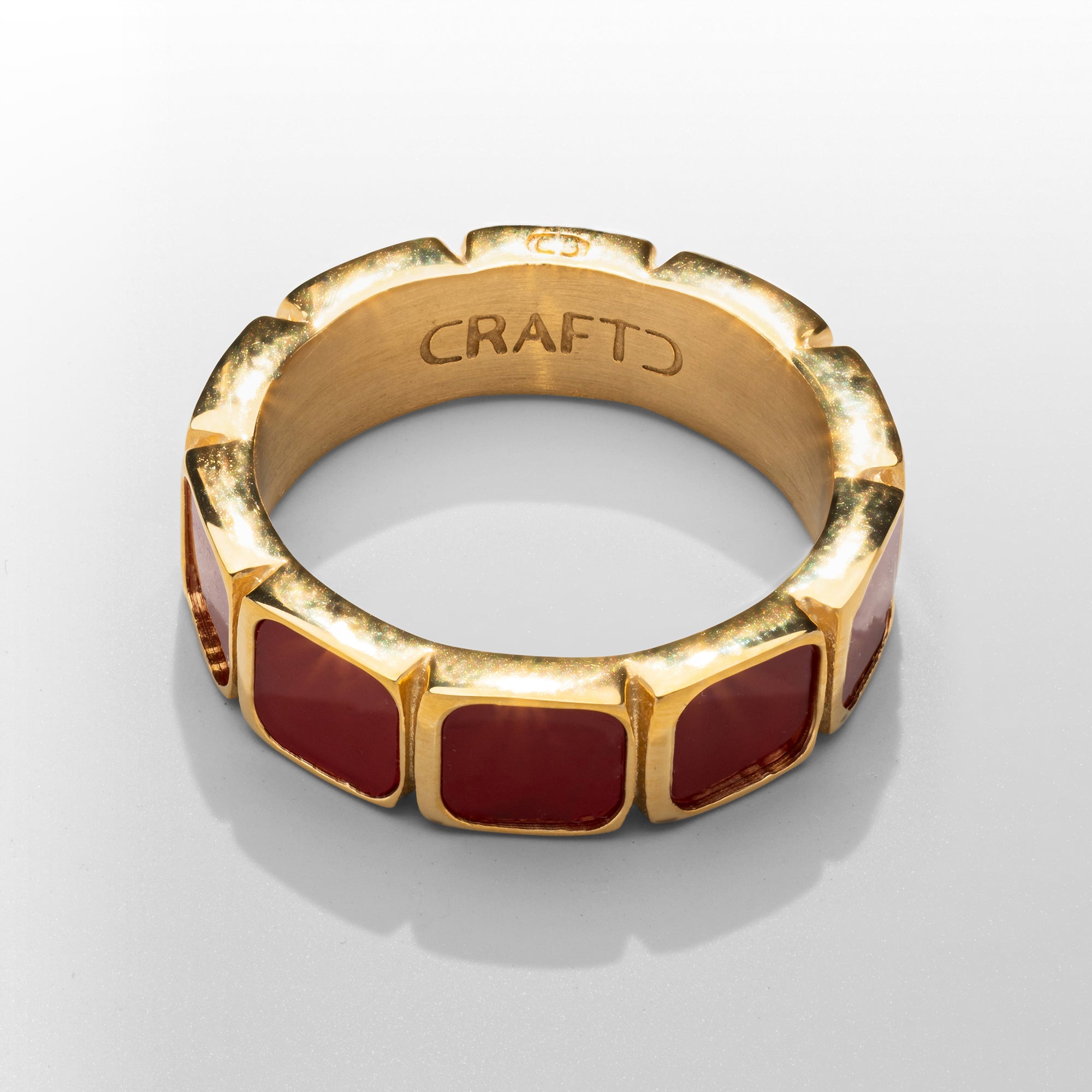日本未入荷◆CRAFTD London◆Red Stone Band Ring Men's White Stone Band Ring (18k Gold)