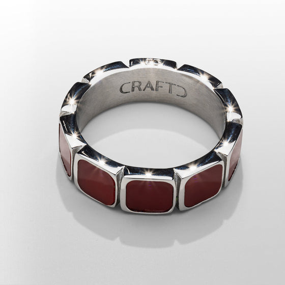 Anillo de Banda de Piedra Roja (Plata)