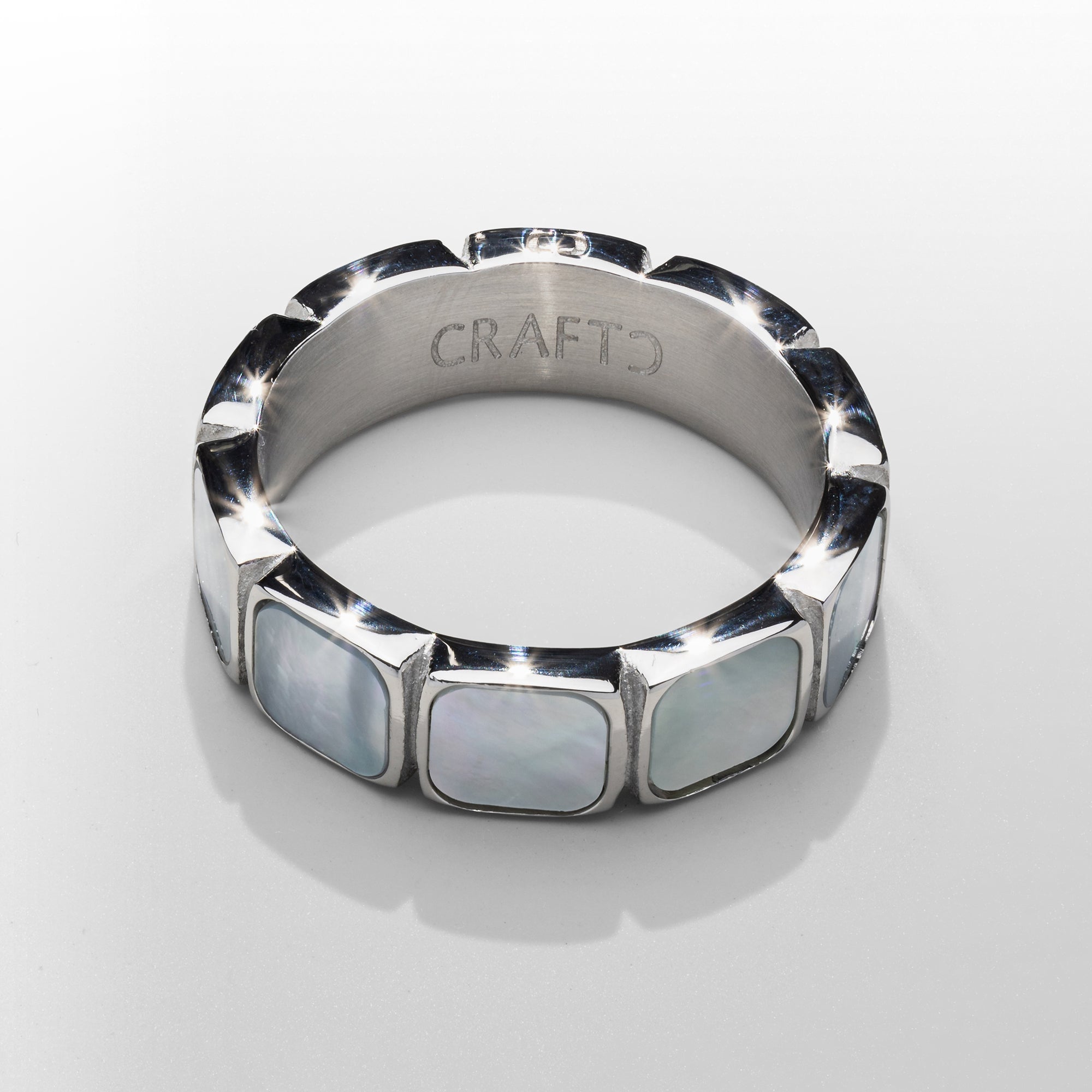CRAFTD London クラフトロンドン 指輪 WHITE STONE BAND RING Men's White Stone Band Ring (Silver)