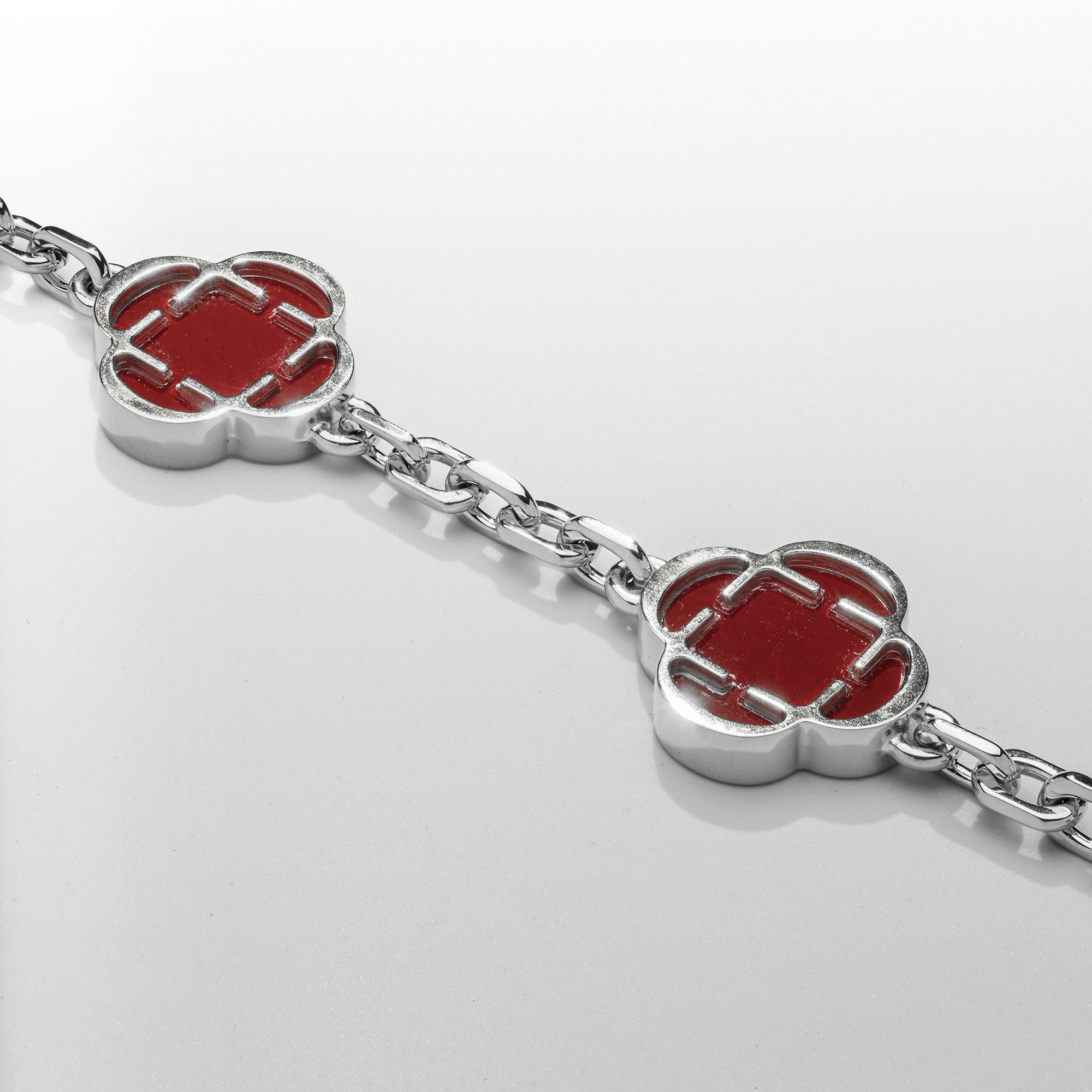 Red Clover Stone Bracelet (Silver)