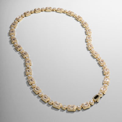 Collier glacé à maillons baguette (or)