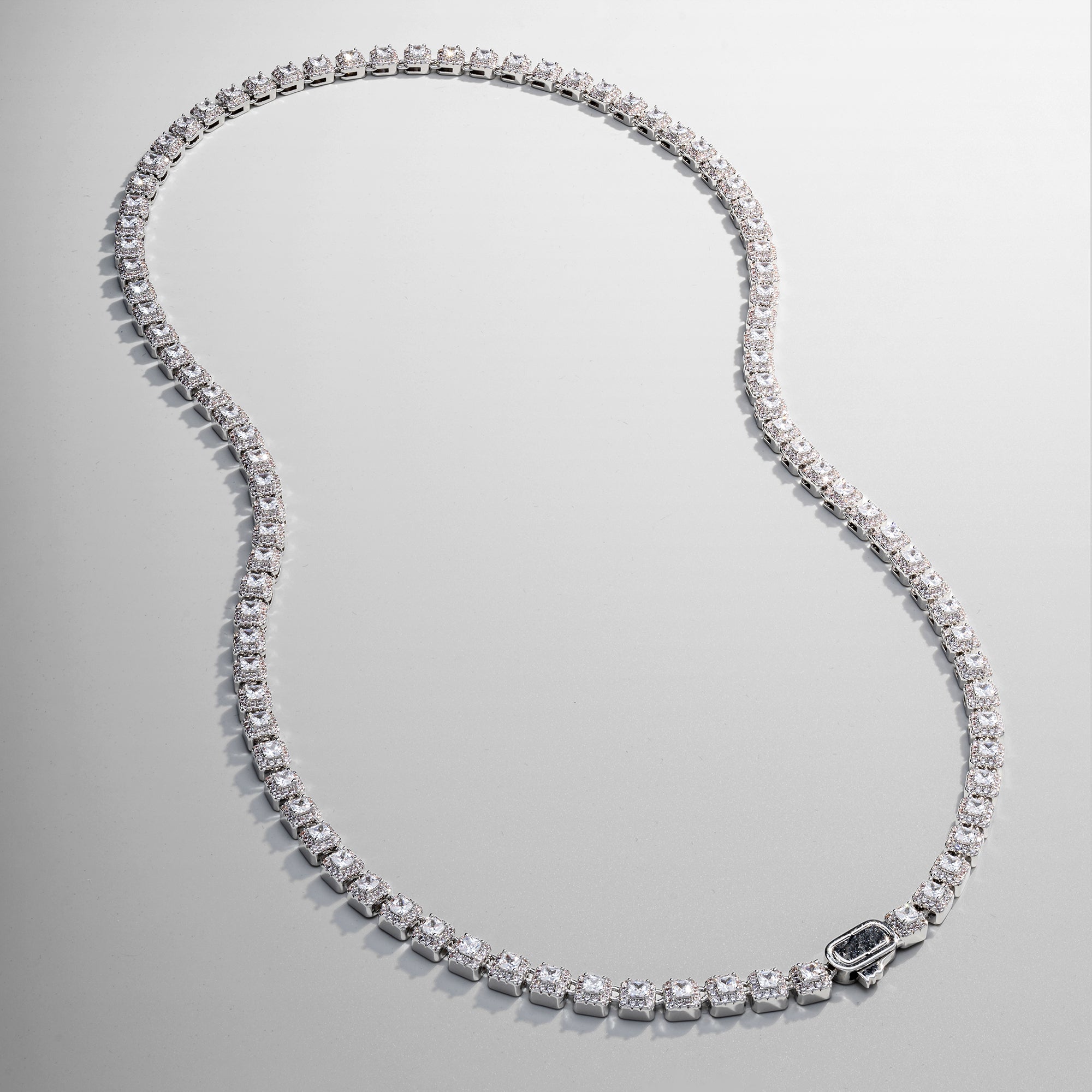 Cluster Stone Tennis Chain (Silver)