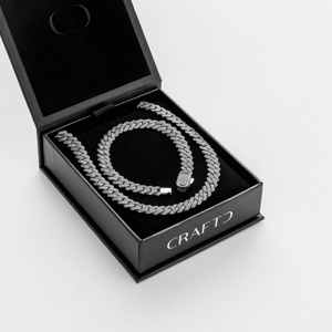 Set regalo Catena cubana ghiacciata con maglie a griffe (Argento)