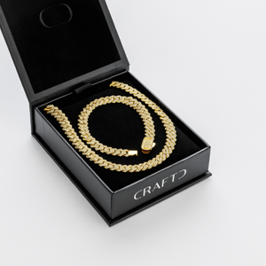 Set regalo Catena cubana ghiacciata con maglie a griffe (Oro)