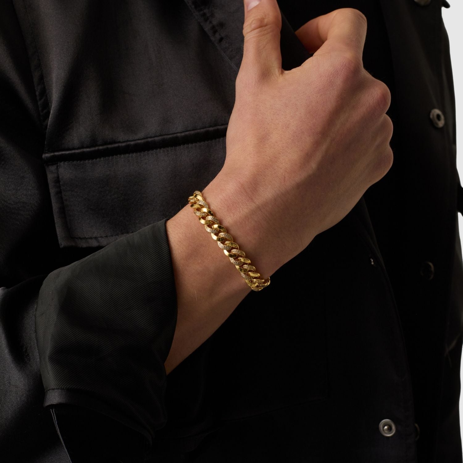 Halb geeistes kubanisches Armband (Gold), 8 mm 