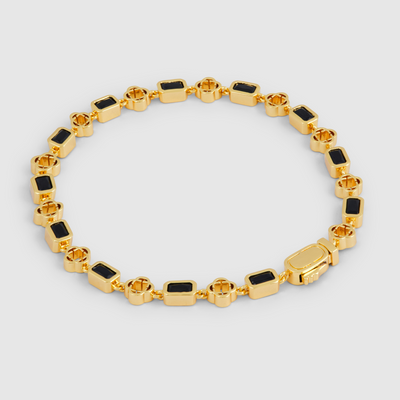 Onyx Gemstone Clover Bracelet (Gold)