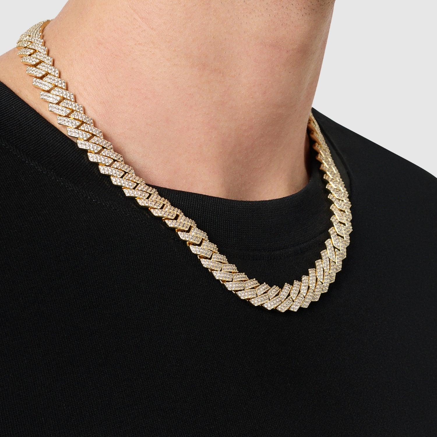 Prong Link Iced Cuban (Gold) 12mm