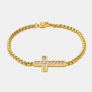 Pulsera de cruz helada (Oro)