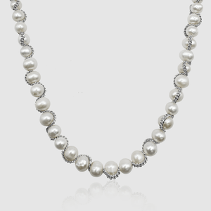 Collana avvolgente con perla vera (argento)