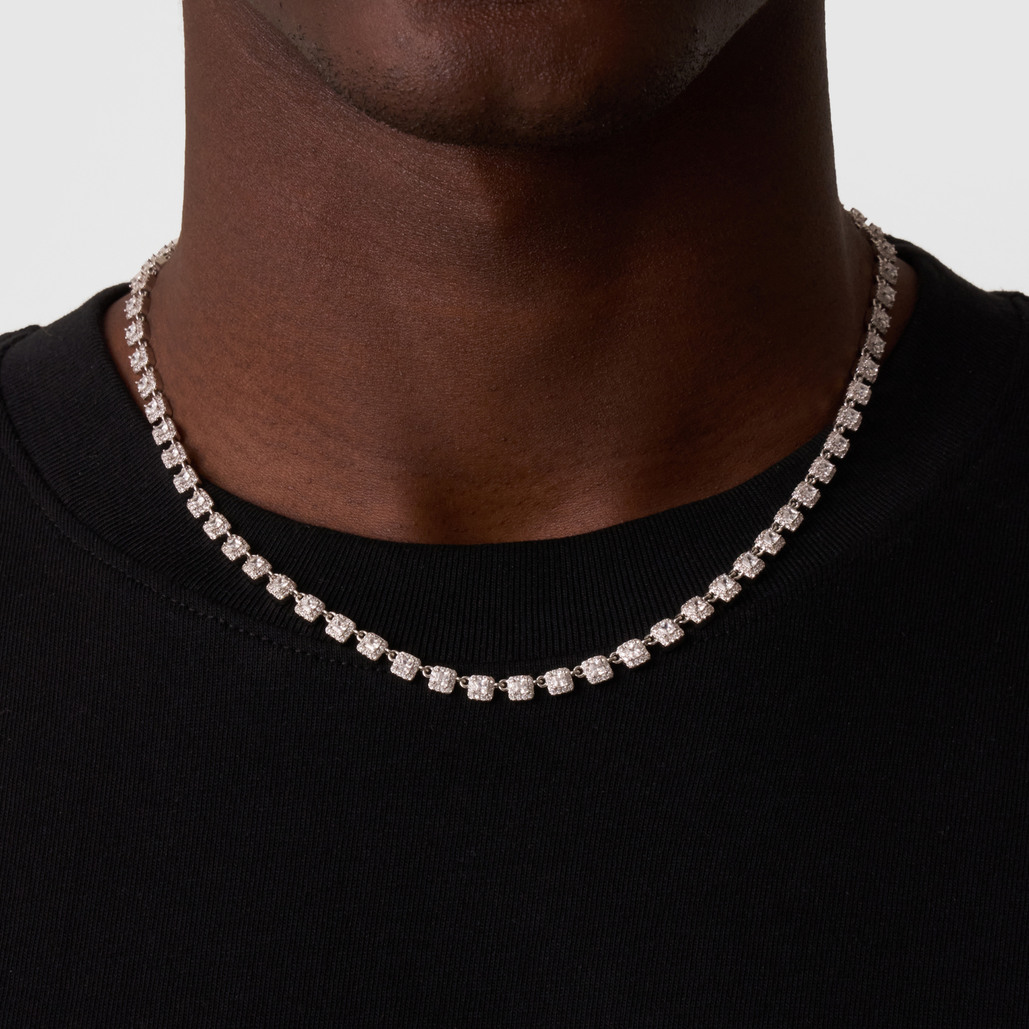 Cluster Stone Tennis Chain (Silver)