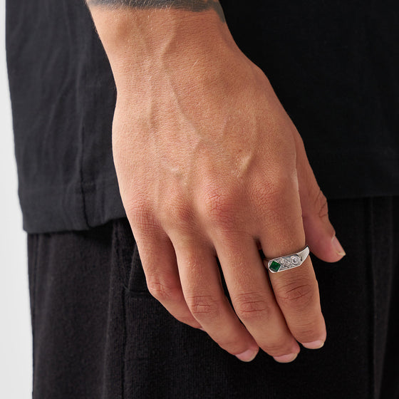 Vintage-Siegelring mit Stein (Silber)
