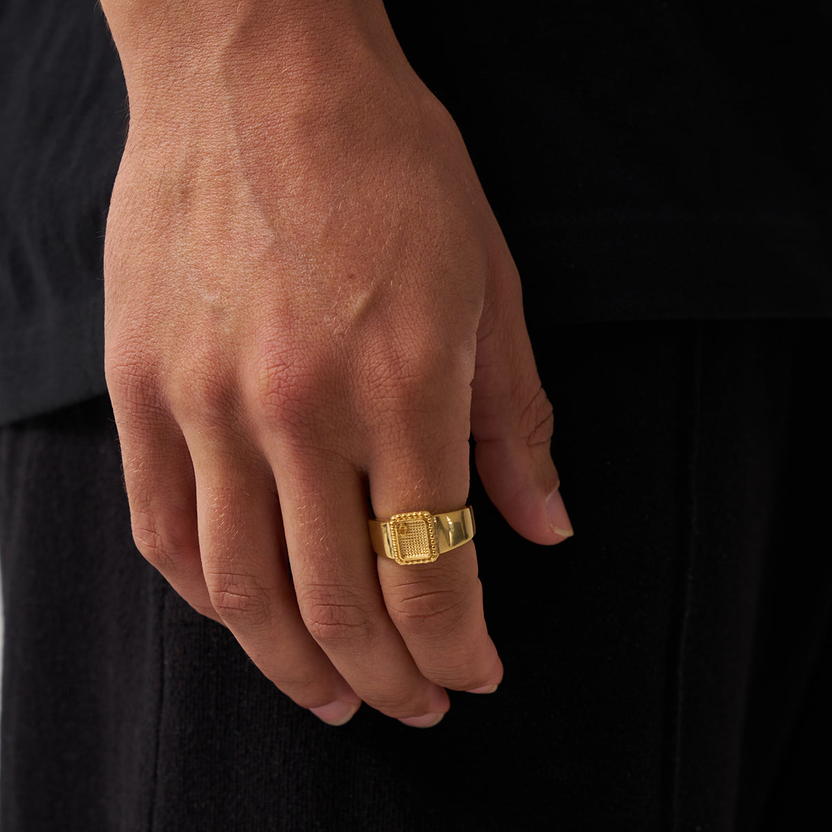 送料関税込【CRAFTD London】 SIGNET RING Gold Silver Square Signet Ring (Silver)
