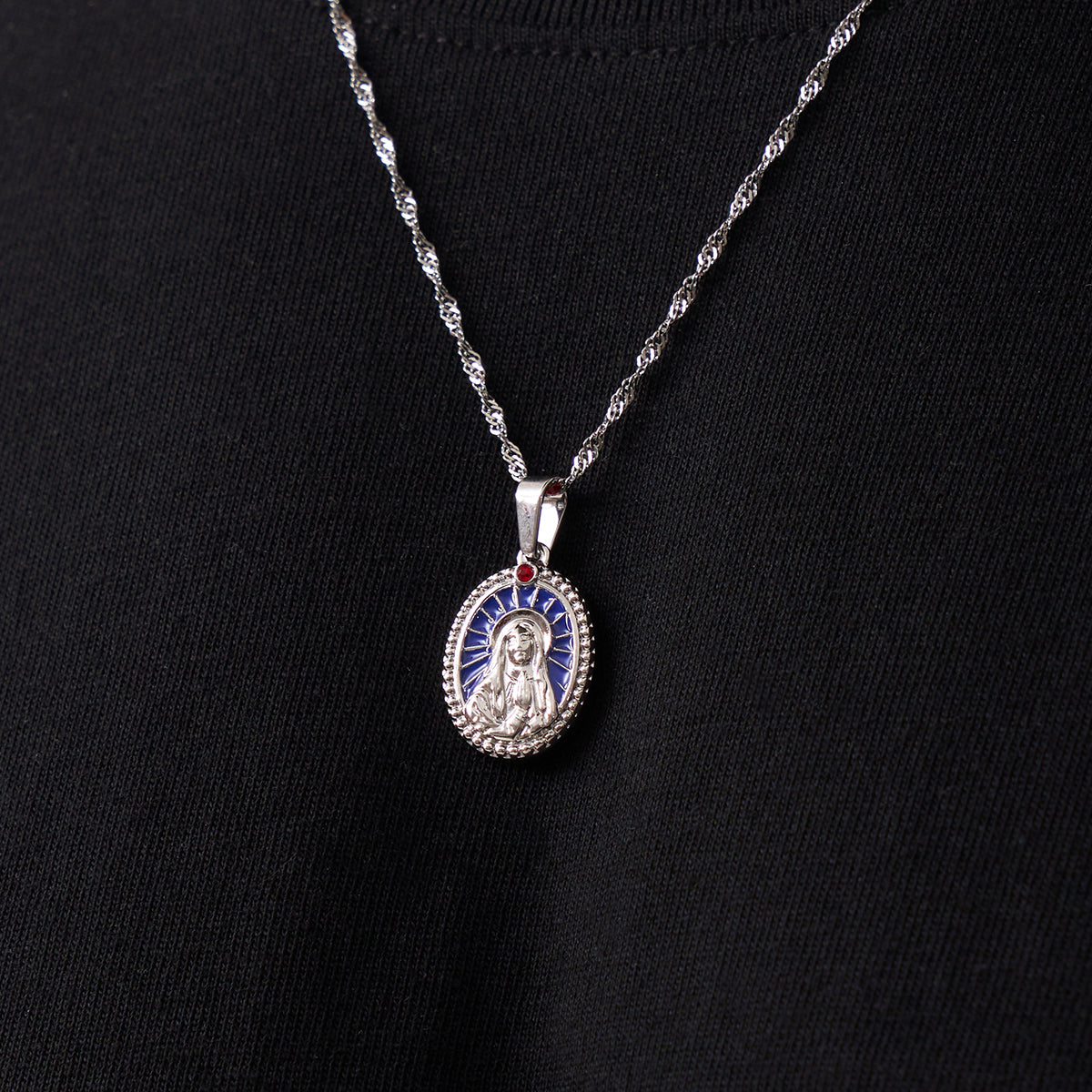 Enamel Virgin Mary (Silver)