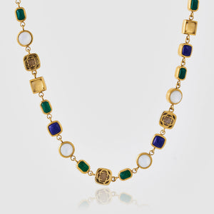 Collar de gema de cristal azul (oro)