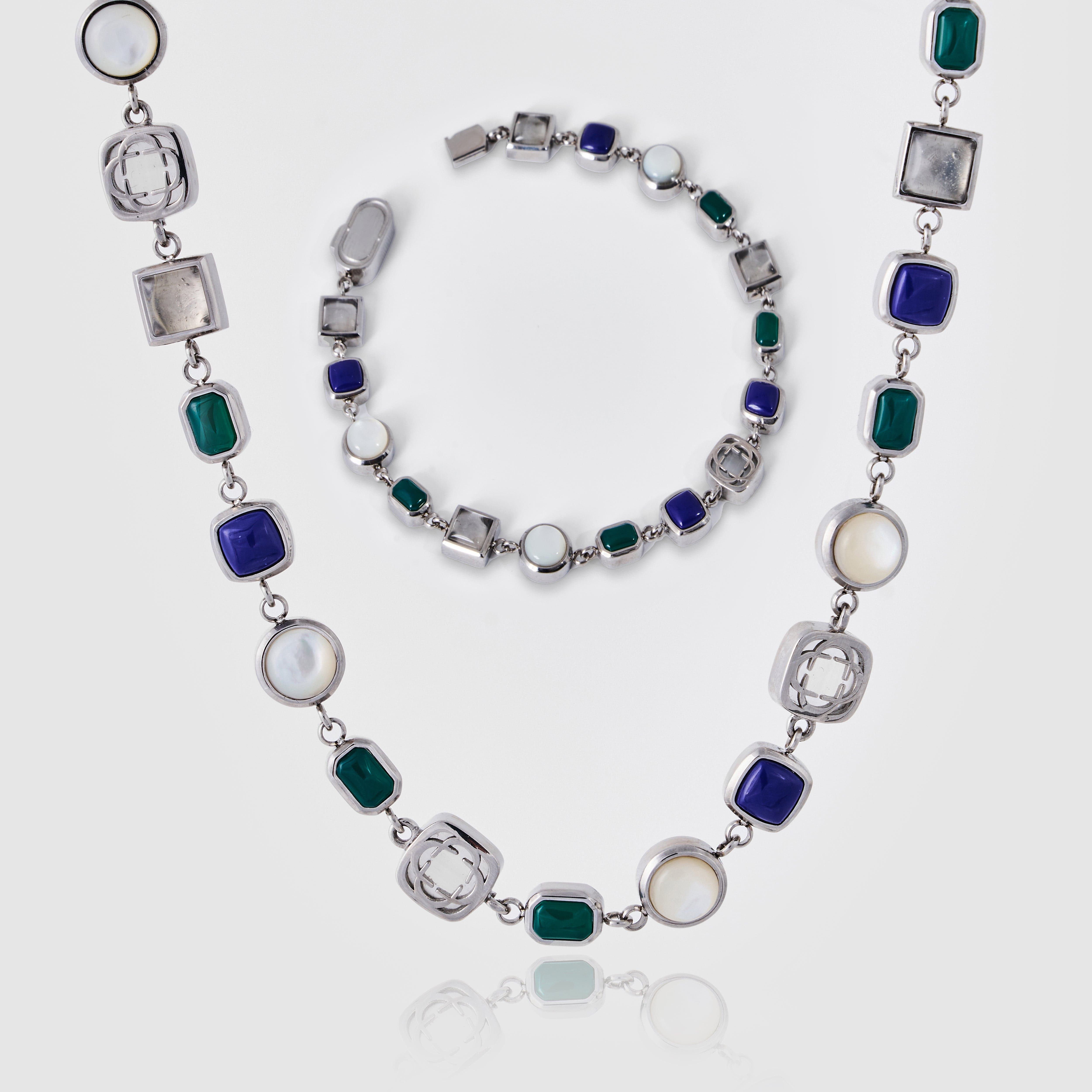 Blue Crystal Gemstone Set (Silver)