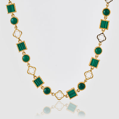 Green Quartz Gemstone Necklace (Gold)