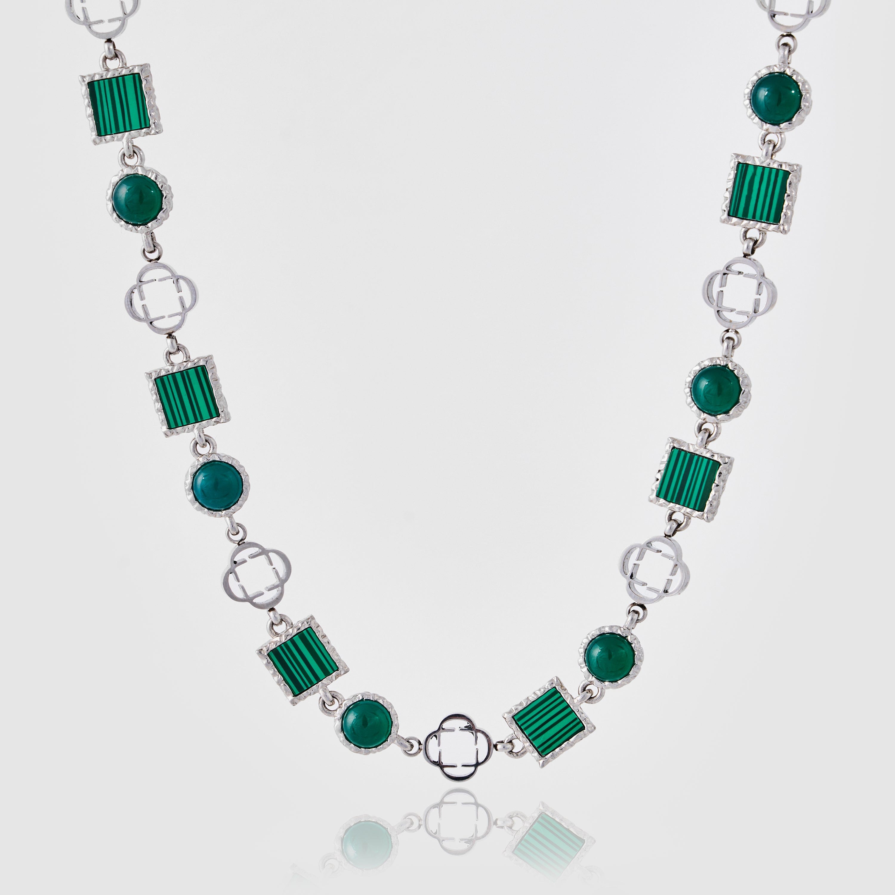 Green Quartz Gemstone Necklace (Silver)