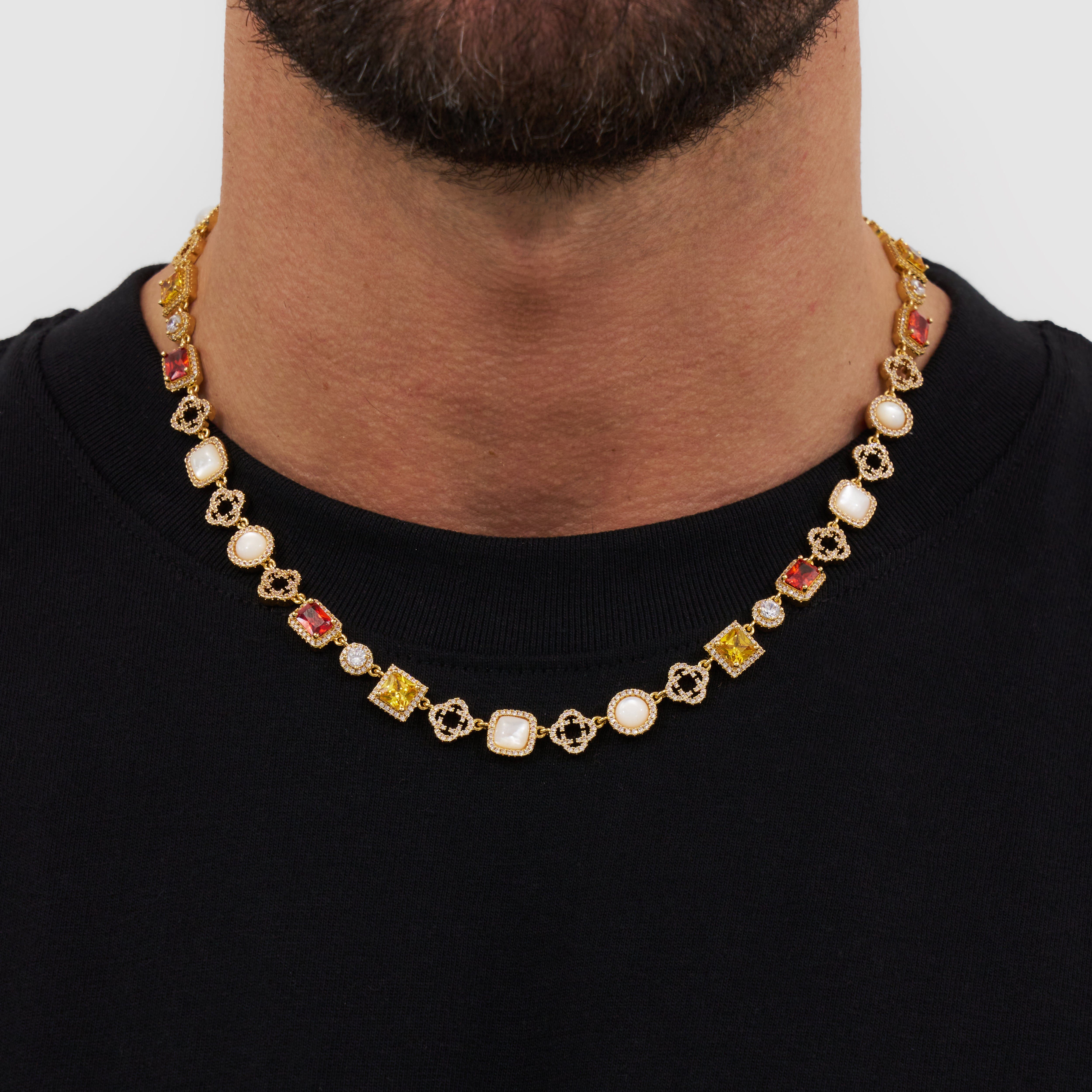 Iced Gemstone Necklace (Gold)