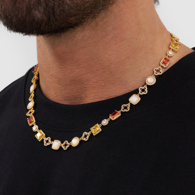 Iced Gemstone Necklace (Gold)