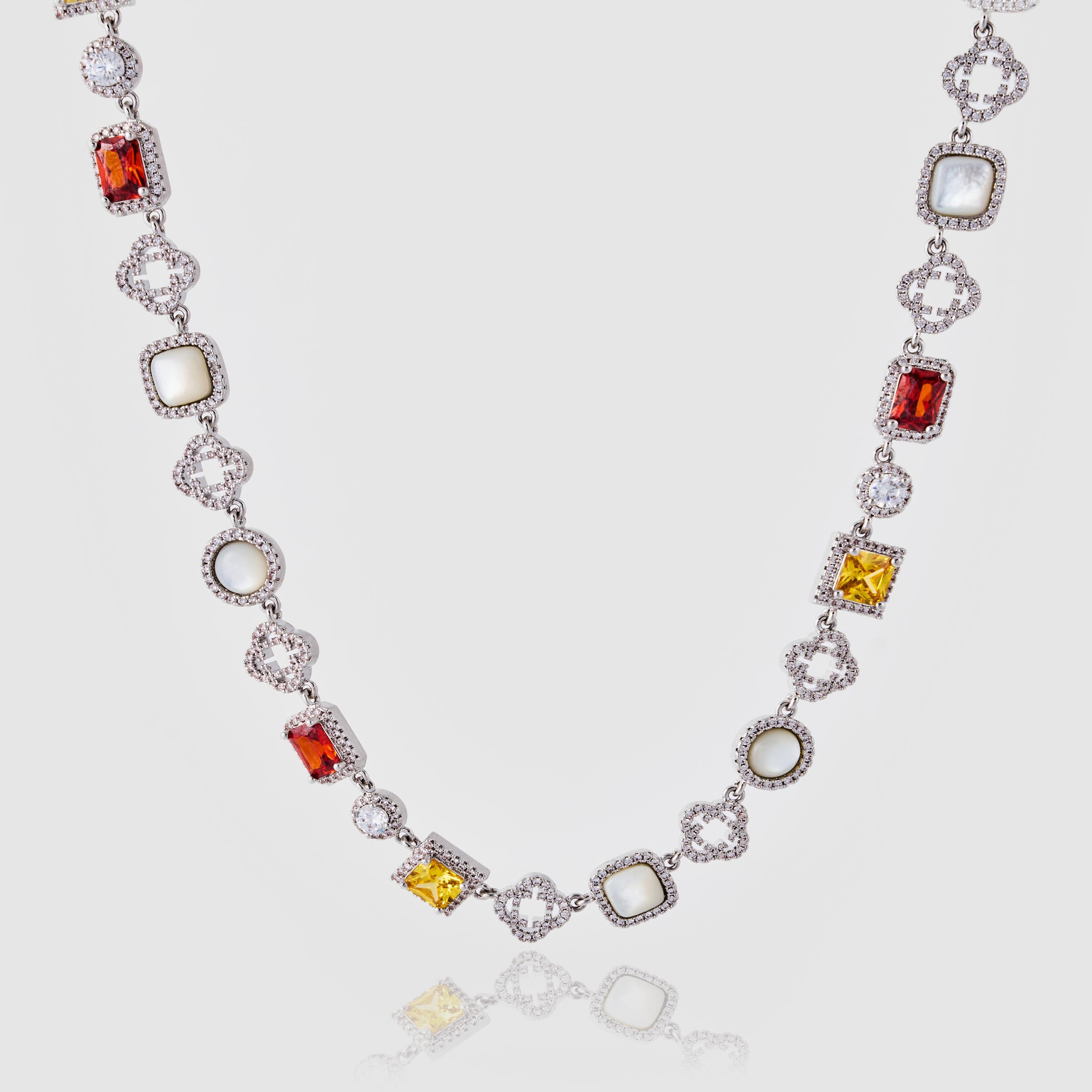 Iced Gemstone Necklace (Silver)