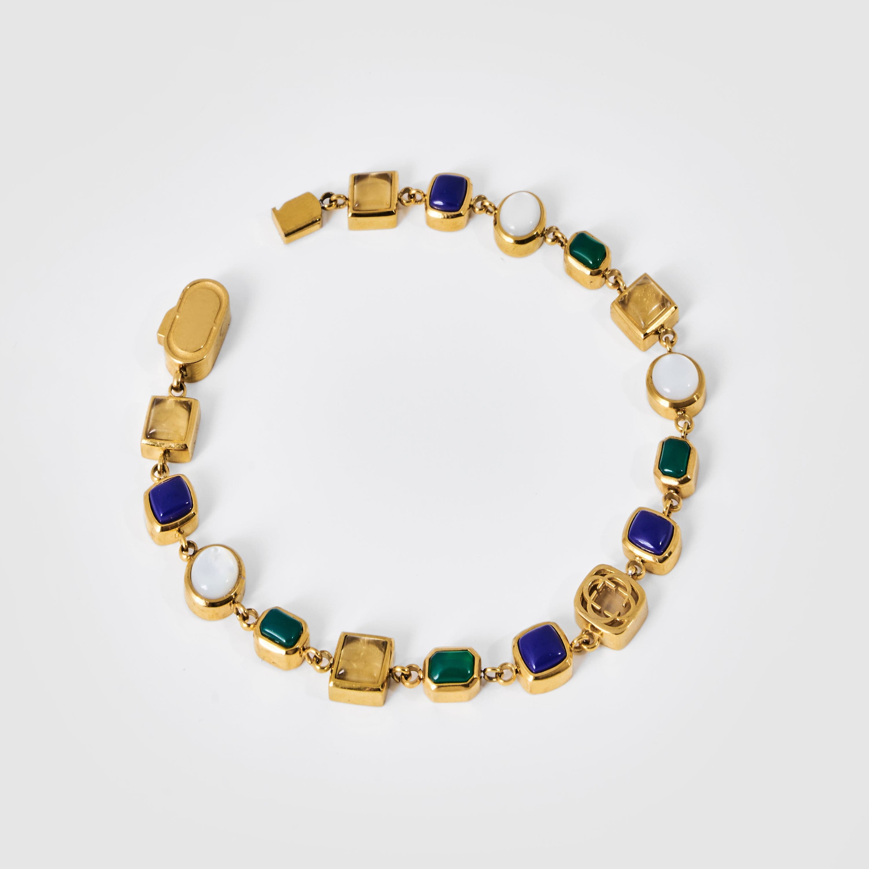 Blue Crystal Gemstone Bracelet (Gold)