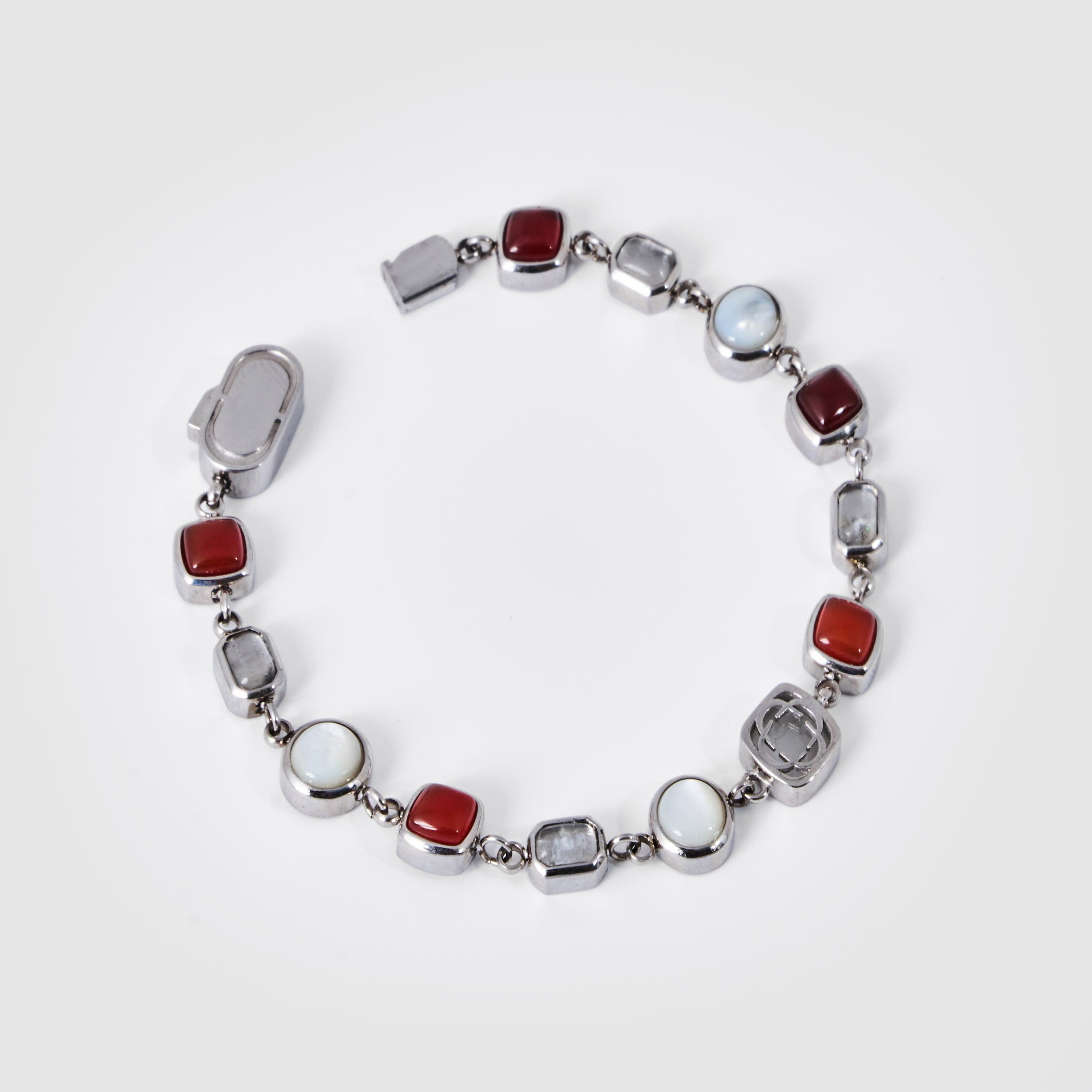 Red Crystal Gemstone Bracelet (Silver)