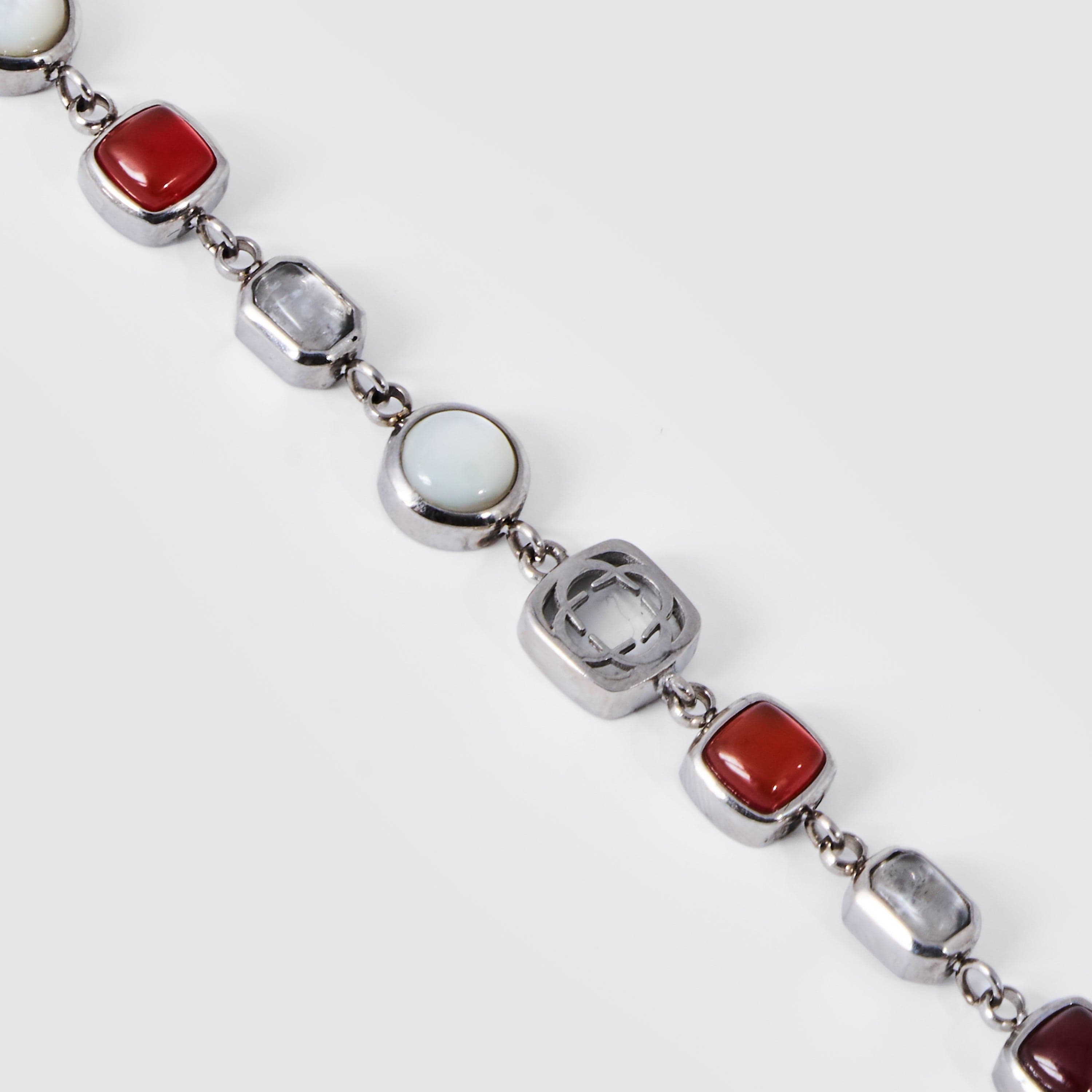 Red Crystal Gemstone Bracelet (Silver)