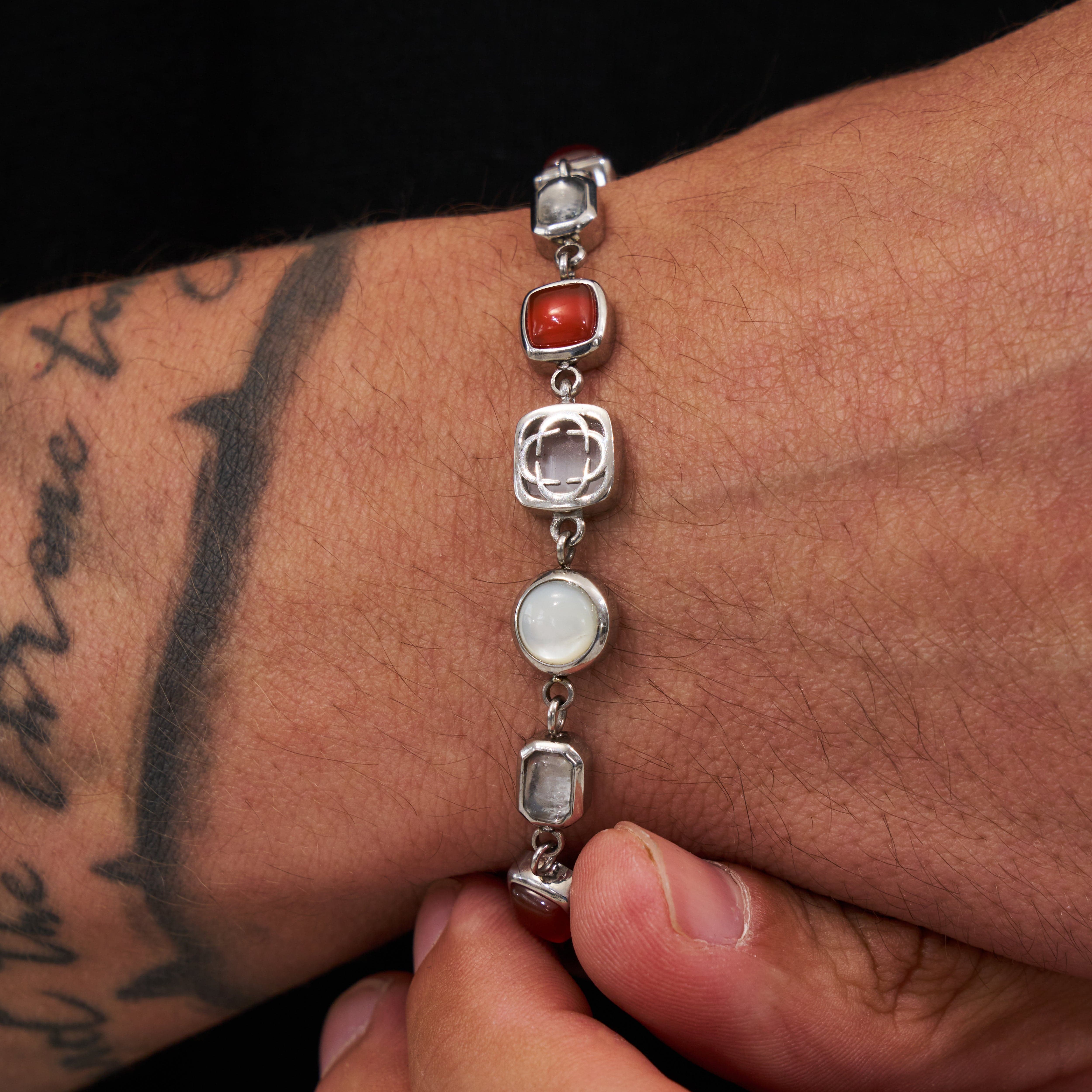 CRAFTDLondon クラフトロンドン RED CRYSTAL GEMSTONE BRACELET Red Crystal Gemstone Bracelet (Silver)