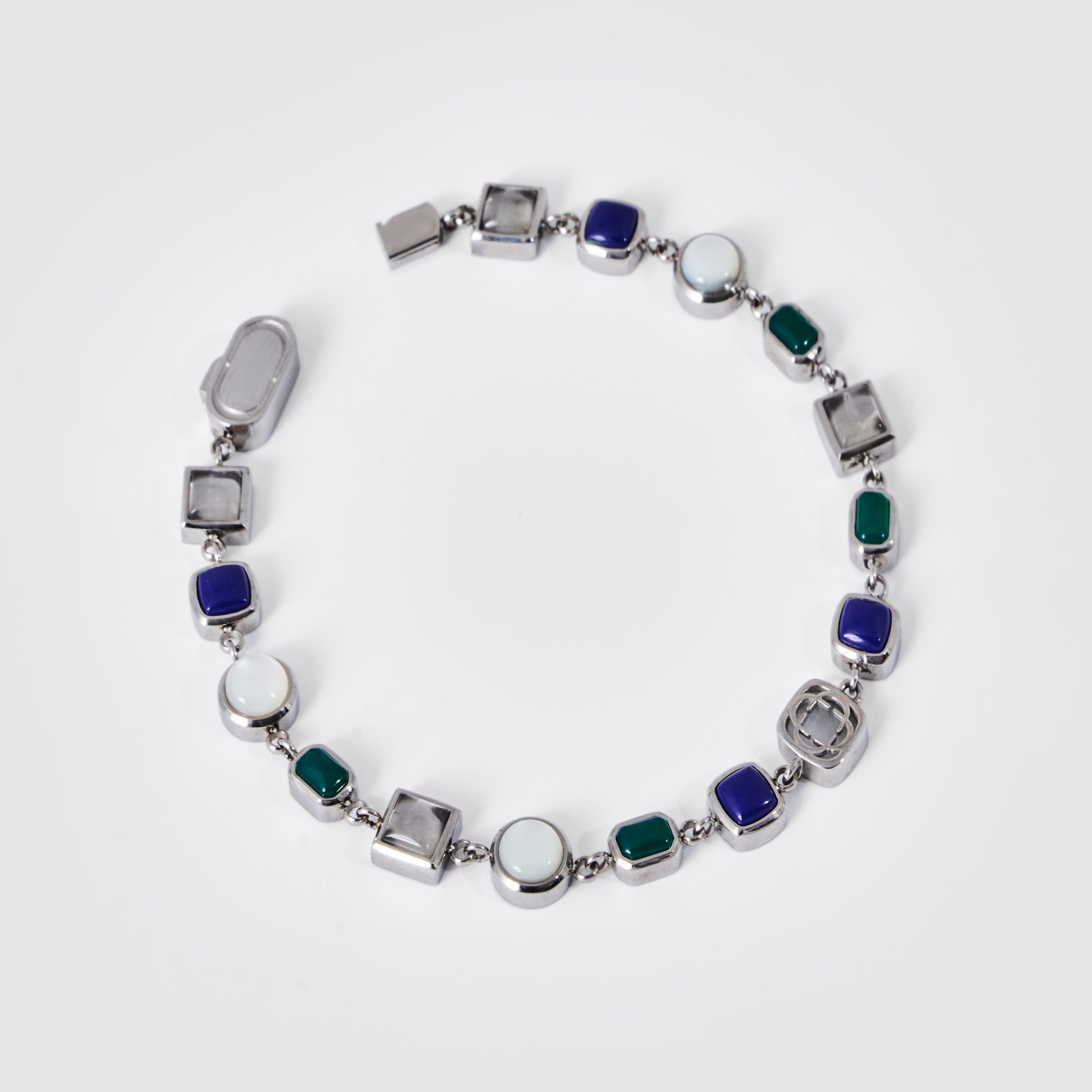 Blue Crystal Gemstone Bracelet (Silver)